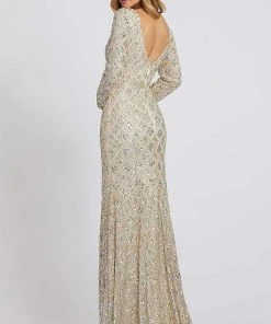 Mac Duggal Evening - 5021D Sequin Embellished Long Sleeves Gown