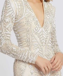 Mac Duggal Evening - 5173D Sequined Long Sleeves Collared Dress 7 Mac Duggal Evening - 5173D Sequined Long Sleeves Collared Dress