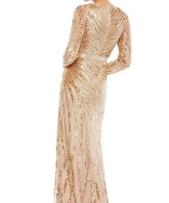 Mac Duggal Evening - 5438D V-Neck Long Sleeves Dress