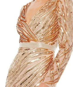 Mac Duggal Evening - 5438D V-Neck Long Sleeves Dress