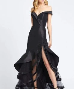 Mac Duggal Evening - 67068D Off Shoulder Tiered Ruffle Long Gown