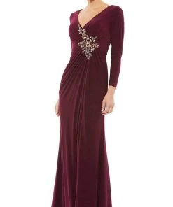 Mac Duggal Evening - 67848D V-Neck Draped Sheath Dress