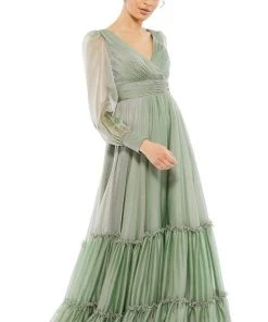 Mac Duggal Evening - 67864D V-Neck Tiered A-Line Dress