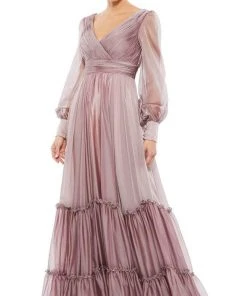 Mac Duggal Evening - 67864D V-Neck Tiered A-Line Dress