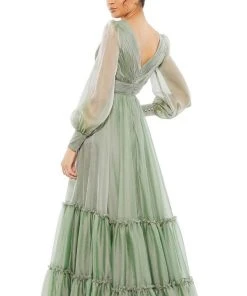 Mac Duggal Evening - 67864D V-Neck Tiered A-Line Dress