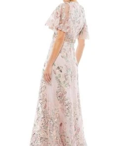 Mac Duggal Evening - 67880D Short Flutter Sleeves A-Line Dress