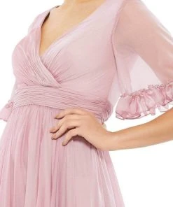 Mac Duggal Evening - 67935D Half Flutter Sleeves A-Line Dress