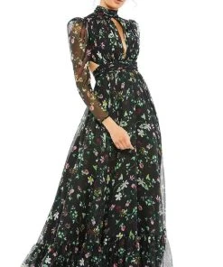 Mac Duggal Evening - 67942D High Neck Floral Evening Dress