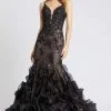 Mac Duggal Evening - 79275D Embroidered Deep V-neck Mermaid Dress