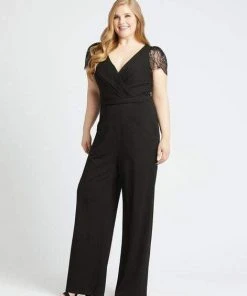 Mac Duggal Fabulouss - 48888F Eyelash Laced Sleeves Long Jumpsuit