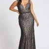 Mac Duggal Fabulouss - 48995F V-Neck Laced Long Column Dress