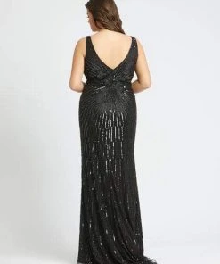 Mac Duggal Fabulouss - 5013F Sequined Low V-Neck And Back Long Gown 6 Mac Duggal Fabulouss - 5013F Sequined Low V-Neck And Back Long Gown