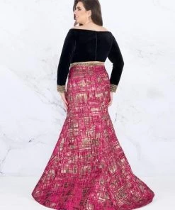 Mac Duggal Fabulouss - 66789F Two Piece Velvet Bateau Mermaid Dress 6 Mac Duggal Fabulouss - 66789F Two Piece Velvet Bateau Mermaid Dress