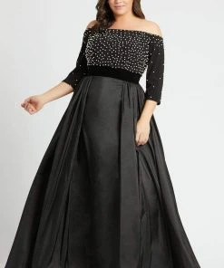 Mac Duggal Fabulouss - 66814F Beaded Off-Shoulder A-Line Gown