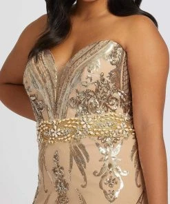 Mac Duggal Fabulouss - 66828F Bedazzled Trumpet Dress With Train