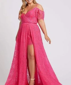 Mac Duggal Fabulouss - 67220F Embroidered V-neck Romper With Overskirt 11 Mac Duggal Fabulouss - 67220F Embroidered V-neck Romper With Overskirt