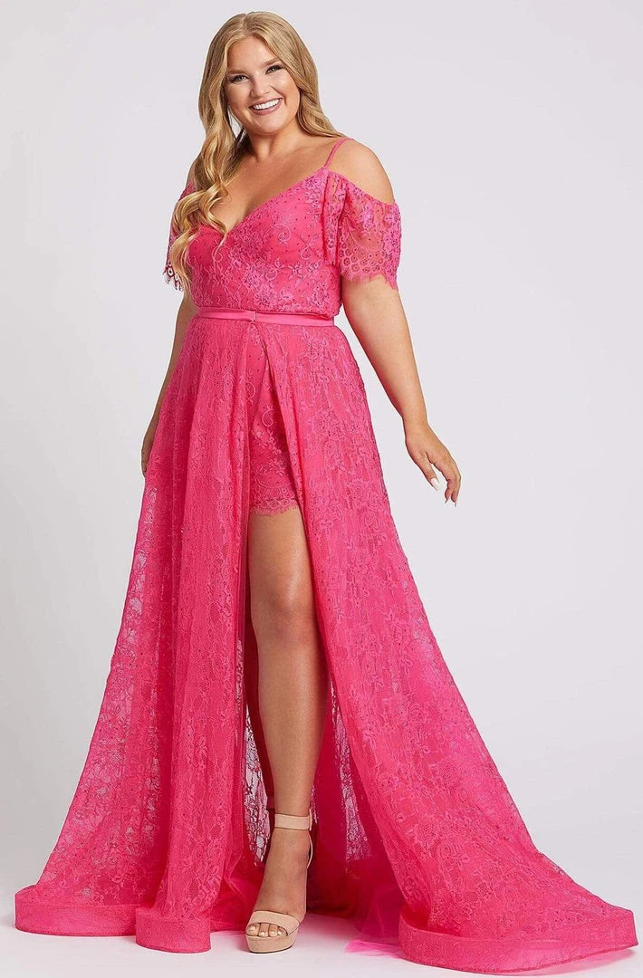 Mac Duggal Fabulouss - 67220F Embroidered V-neck Romper With Overskirt 7 Mac Duggal Fabulouss - 67220F Embroidered V-neck Romper With Overskirt