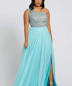 Mac Duggal Fabulouss - 67232F Asymmetric Neck Jeweled Long Dress