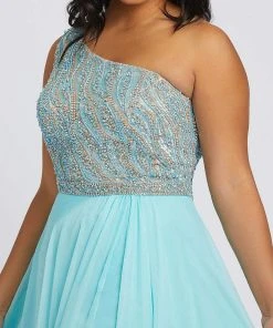 Mac Duggal Fabulouss - 67232F Asymmetric Neck Jeweled Long Dress