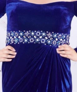 Mac Duggal Fabulouss - 77533F Long Sleeve Off-Shoulder Bejeweled Dress 7 Mac Duggal Fabulouss - 77533F Long Sleeve Off-Shoulder Bejeweled Dress