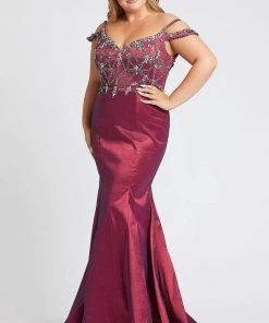 Mac Duggal Fabulouss - 77538F Geo-Jeweled Off Shoulder Mermaid Gown