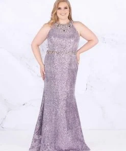 Mac Duggal Fabulouss - 77543F Sequined Halter Neck Trumpet Dress