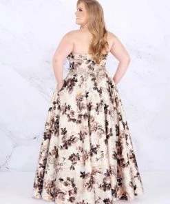 Mac Duggal Fabulouss - 77546F Embellished Floral Patterned Ballgown