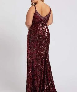 Mac Duggal Fabulouss - 77562F Embellished V-neck Dress With Train