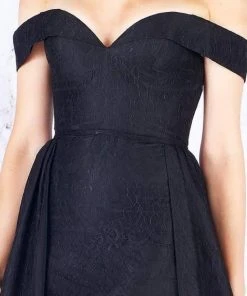 Mac Duggal Flash - 12123L Lace Off Shoulder Long Overskirt Gown