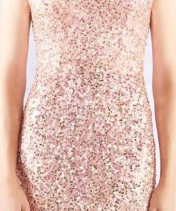 Mac Duggal Flash - 4834L Allover Sequin High Slit Sleeveless Gown