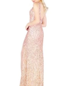 Mac Duggal Flash - 4834L Allover Sequin High Slit Sleeveless Gown