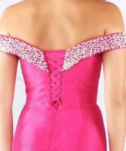 Mac Duggal Flash - 66900L Pearl Beaded Off Shoulder Mermaid Gown 12 Mac Duggal Flash - 66900L Pearl Beaded Off Shoulder Mermaid Gown