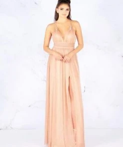 Mac Duggal Flash - 77636L Embellished V-neck Chiffon A-line Dress