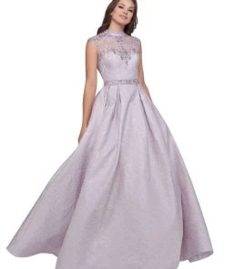 Mac Duggal - Floral Embellished High Neck Ballgown 40885H - 1 Pc Lil In Size 12 Available