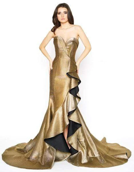Mac Duggal - Metallic Strapless Ruffled Trumpet Dress 67662D 3 Mac Duggal - Metallic Strapless Ruffled Trumpet Dress 67662D