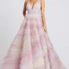 Mac Duggal Prom - 11117M Deep V-neck Tiered A-line Dress