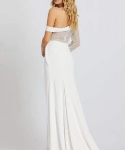 Mac Duggal Prom - 11126M Pearl Beaded Fitted Dress With Slit