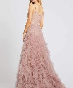 Mac Duggal Prom - 20193M Floral Appliqued Bodice Shirred Tulle Gown