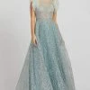 Mac Duggal Prom - 20203M Feather Fringed Sleeve Embroidered Gown
