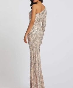 Mac Duggal Prom - 4982M Asymmetrical Long Sleeve Sheath Gown