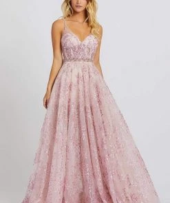 Mac Duggal Prom - 67264M Applique Plunging V-neck Ballgown