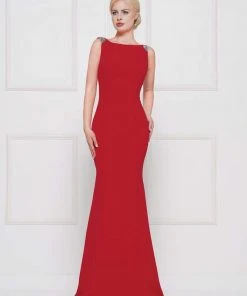 Marsoni By Colors - M140 Jeweled Bateau Trumpet Dress