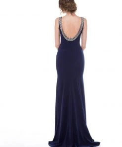 Marsoni By Colors - M140 Jeweled Bateau Trumpet Dress