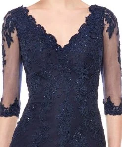 Marsoni By Colors - M162 Embellished V-neck Trumpet Dress