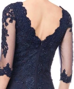 Marsoni By Colors - M162 Embellished V-neck Trumpet Dress