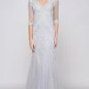 Marsoni By Colors - M162 Embellished V-neck Trumpet Dress