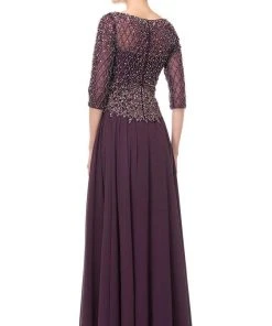 Marsoni By Colors - M165 Illusion Lattice Motif A-Line Gown