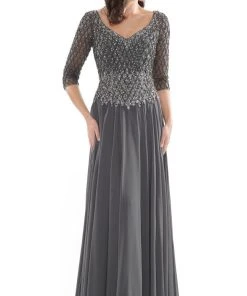 Marsoni By Colors - M165 Illusion Lattice Motif A-Line Gown