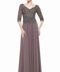 Marsoni By Colors - M165 Illusion Lattice Motif A-Line Gown