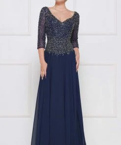 Marsoni By Colors - M165 Illusion Lattice Motif A-Line Gown